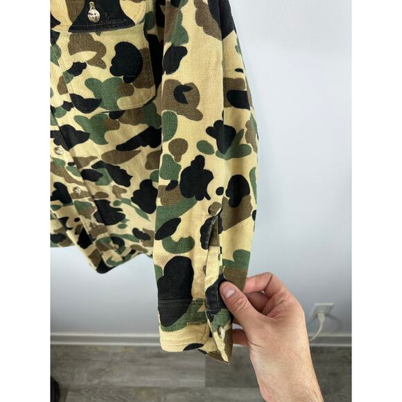 Vintage Prentiss Outdoors Chamois Cotton Shirt Size Medium Camo Outdoors Western - Picture 12 of 12